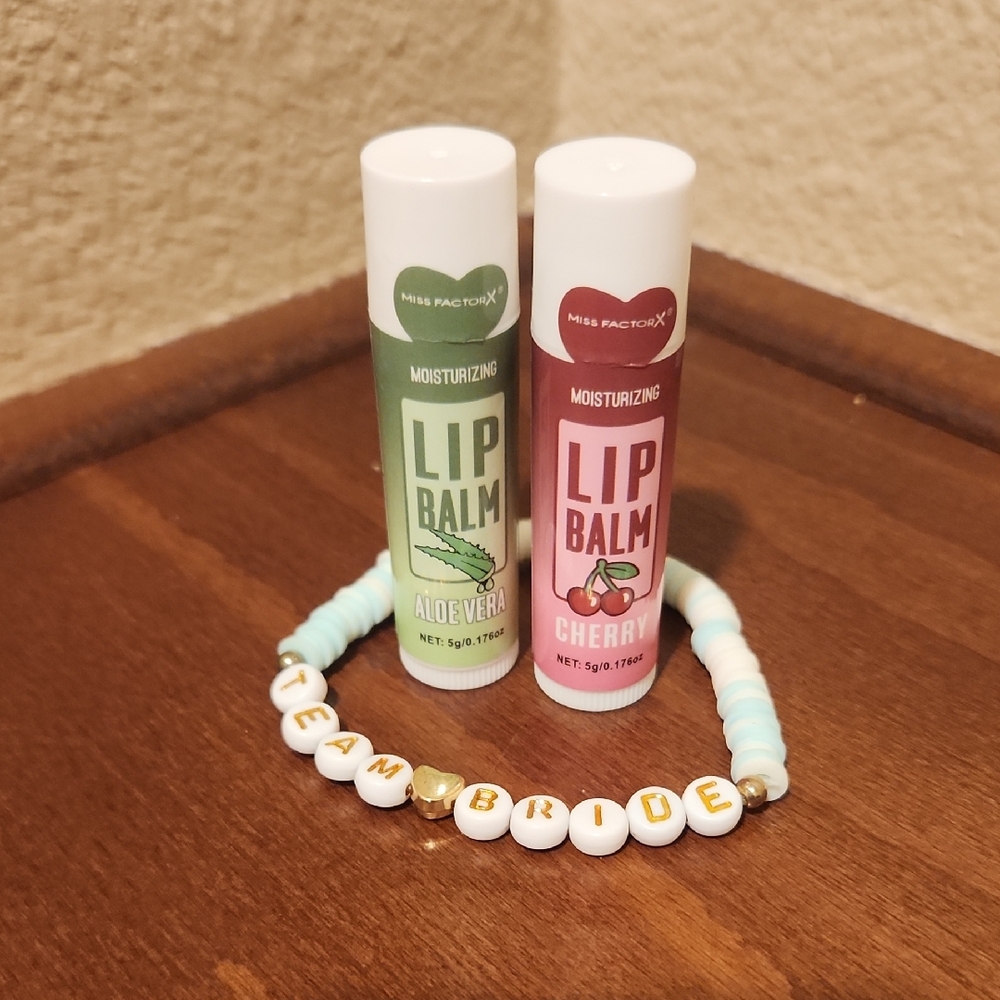Miss Factoryx Lip Balm Set - Aloe Vera and Cherry & Team Bride Bracelet